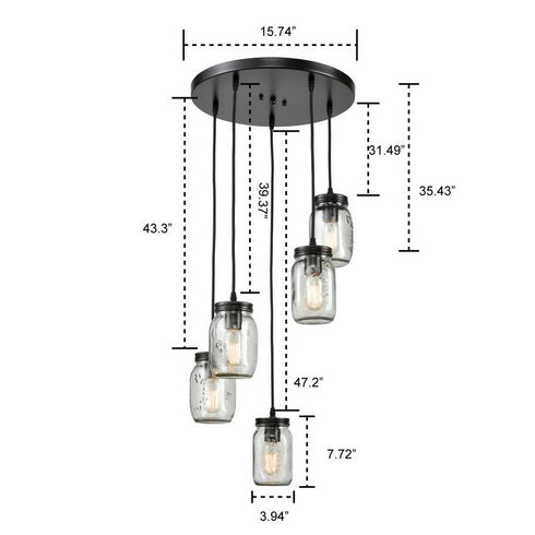 Piombino Mason Jar Glass Industrial Ceiling Lights for Kitchen Oil Rubbed Bronze