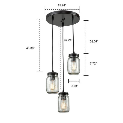 Mason Jar Glass Shade Industrial Pendant Lights for Kitchen