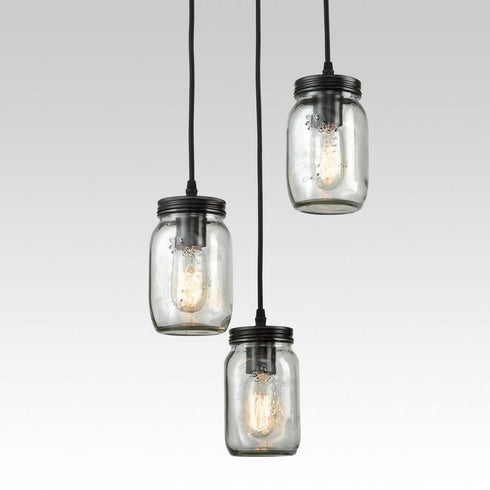 Mason Jar Glass Shade Industrial Pendant Lights for Kitchen