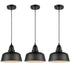 Matte Black Industrial Metal Pendant Lights 3 Pack Kitchen Island Lighting