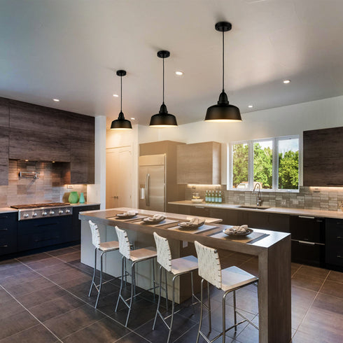 Matte Black Industrial Metal Pendant Lights 3 Pack Kitchen Island Lighting