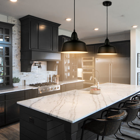 Matte Black Industrial Metal Pendant Lights 3 Pack Kitchen Island Lighting