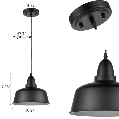 Matte Black Industrial Metal Pendant Lights 3 Pack Kitchen Island Lighting