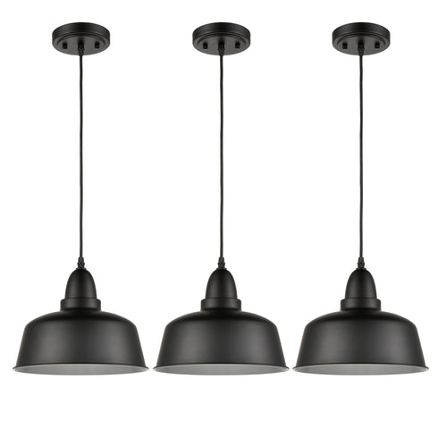 Matte Black Industrial Metal Pendant Lights 3 Pack Kitchen Island Lighting