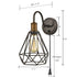 Metal Cage Goose-neck Plug-in Wall Sconce Set of 2