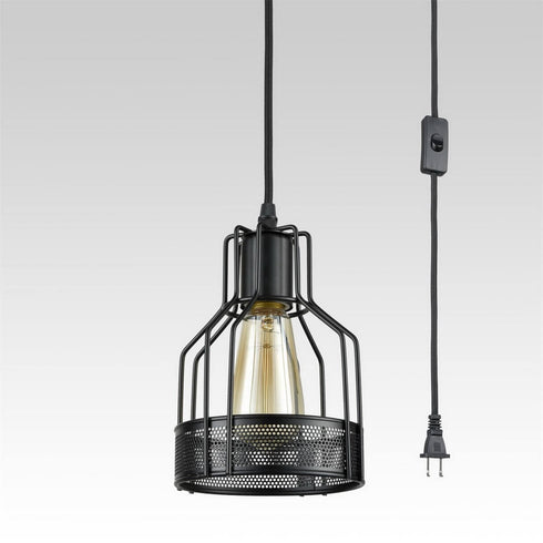 Metal Mesh Cage Small Plug-In Pendant Light