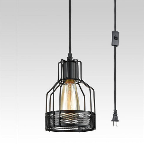 Metal Mesh Cage Small Plug-In Pendant Light
