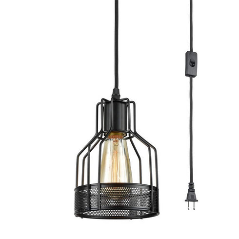 Metal Mesh Cage Small Plug-In Pendant Light