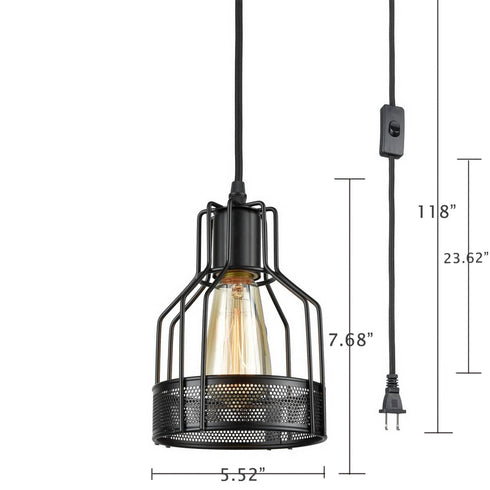 Metal Mesh Cage Small Plug-In Pendant Light