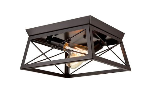 Metal Industrial Oil Rubbed Bronze Retangle Ceiling Light Flush Mount