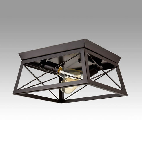 Metal Industrial Oil Rubbed Bronze Retangle Ceiling Light Flush Mount