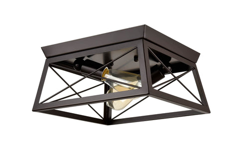 Metal Industrial Oil Rubbed Bronze Retangle Ceiling Light Flush Mount