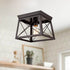 Metal Retro Industrial Oil Rubbed Bronze Retangle Flush Mount Ceiling Light