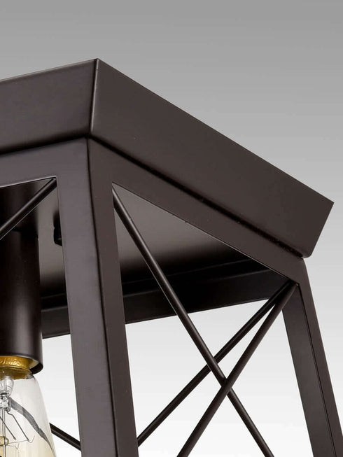 Metal Retro Industrial Oil Rubbed Bronze Retangle Flush Mount Ceiling Light