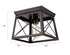 Metal Retro Industrial Oil Rubbed Bronze Retangle Flush Mount Ceiling Light