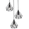 Fontanellato Metal Wire Diamond Three-Light Cluster Pendant Lighting