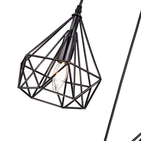 Fontanellato Metal Wire Diamond Three-Light Cluster Pendant Lighting