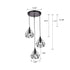 Fontanellato Metal Wire Diamond Three-Light Cluster Pendant Lighting