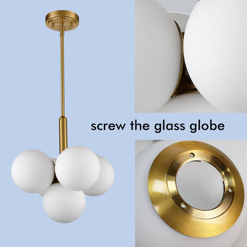 Mid-Century 5 Light Gold Kitchen Island Pendant Lighting