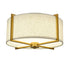 Trani Mid Century Fabric Drum Shade Gold Flush Mount Ceiling Light