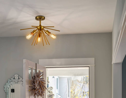 Mid Century Modern Ceiling Light Brass Sputnik Chandeliers
