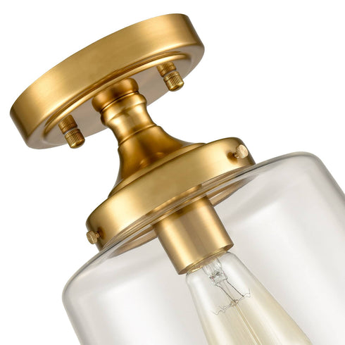 Mid Century Glass Semi Flush Mount Ceiling Light