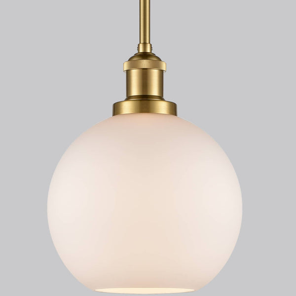 Milk Glass Globe Gold Pendant Light for Kitchen Rod-Hung
