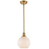 Milk Glass Globe Gold Pendant Light for Kitchen Rod-Hung