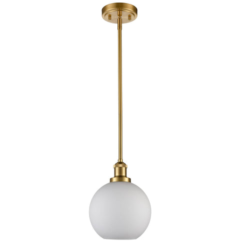Milk Glass Globe Gold Pendant Light for Kitchen Rod-Hung
