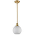 Milk Glass Globe Gold Pendant Light for Kitchen Rod-Hung