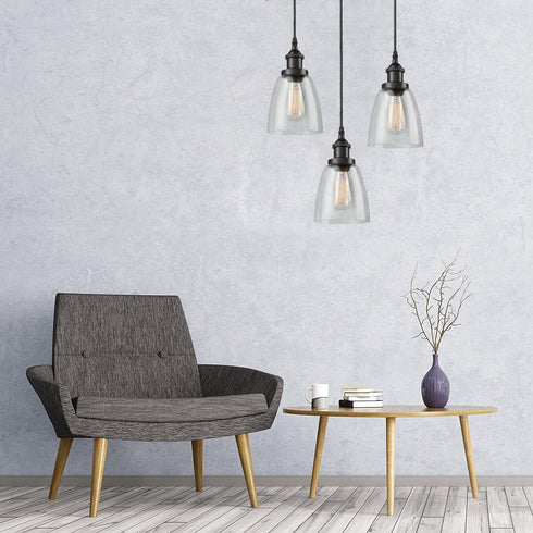 Mini Glass Bell Oil Rubbed Bronze Kitchen Island Pendant Lighting