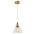 Anzio Industrial Mini Glass Pendant Lights Brass Finish Cone Shape