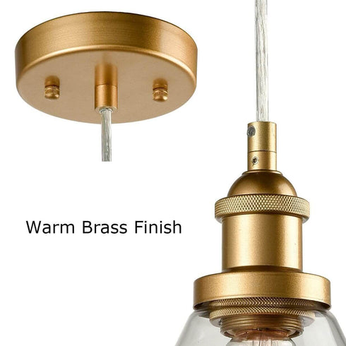 Anzio Industrial Mini Glass Pendant Lights Brass Finish Cone Shape