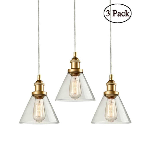 Mini Glass Pendant Lights Brass Kitchen Island Pendant Lighting 3 Pack