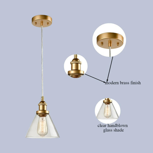 Mini Glass Pendant Lights Brass Kitchen Island Pendant Lighting 3 Pack