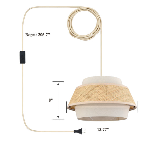 Drum Plug in Hanging Light Fixture Boho Pendant Light