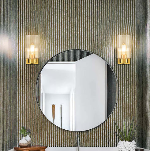 Modern 1-Light Wall Sconces Brass Wall Light with Clear Glass Shade