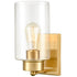 Modern 1-Light Wall Sconces Brass Wall Light with Clear Glass Shade