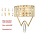 Modern 2-Light Gold Metal Wall Light Fixture with Crystal Wall Sconce for Bathroom Living Room Mid Century Light Fixture