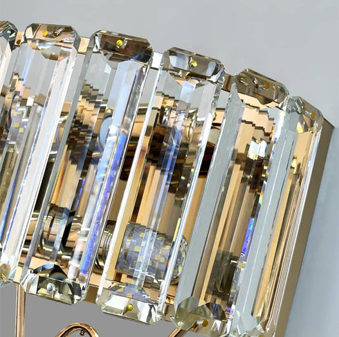 Modern 2-Light Gold Metal Wall Light Fixture with Crystal Wall Sconce for Bathroom Living Room Mid Century Light Fixture