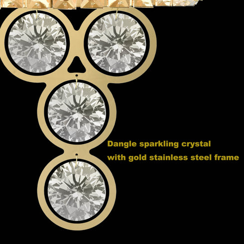 Modern 2-Light Gold Metal Wall Sconce with Crystal Wall Lamp for Bedroom Living Room Vanity Lighting Fixture