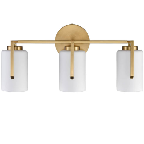 Modern 3-Light Gold Bathroom Vanity Lights with Opal Cylinders