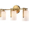 Modern 3-Light Gold Bathroom Vanity Lights with Opal Cylinders