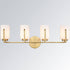 Modern 4-Light Gold Vanity Light Bathroom with Opal Cylinders