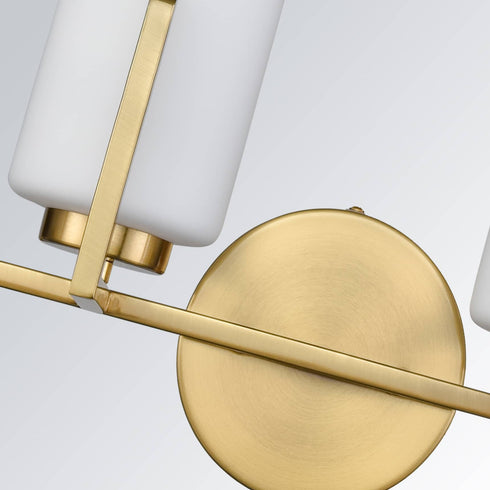 Modern 4-Light Gold Vanity Light Bathroom with Opal Cylinders