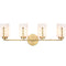 Modern 4-Light Gold Vanity Light Bathroom with Opal Cylinders