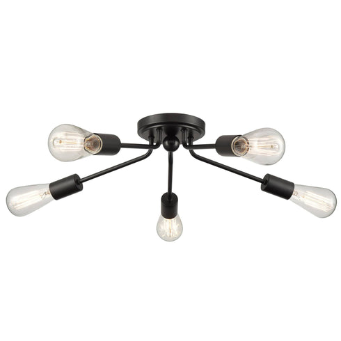 Modern 5-light Black Sputnik Flush Mount Ceiling Light for Living Room