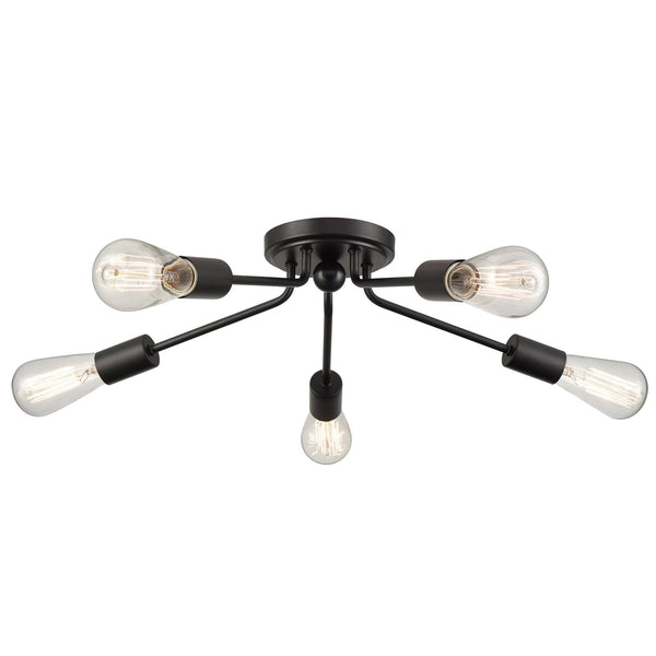 Modern 5-light Black Sputnik Flush Mount Ceiling Light for Living Room