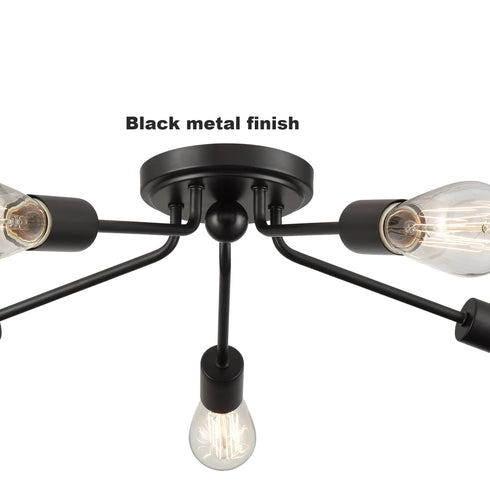 Modern 5-light Black Sputnik Flush Mount Ceiling Light for Living Room