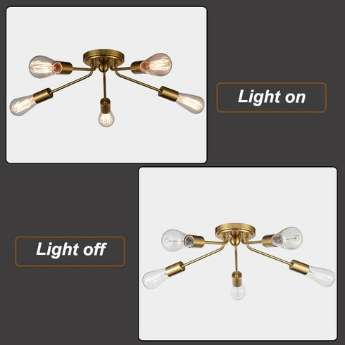 Modern 5-light Gold Sputnik Flush Mount Ceiling Light for Living Room
